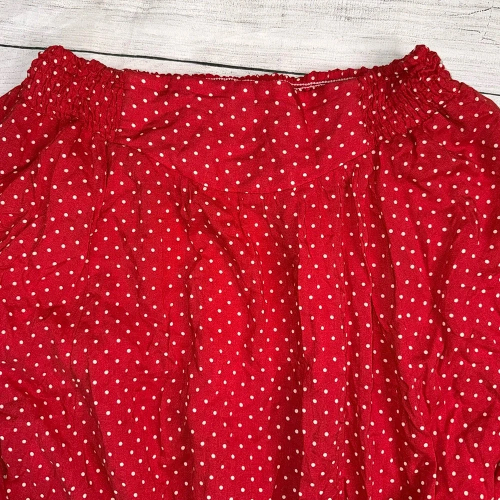 Free People Pretty Dayz Red and White Polka Dot Free Flowing Skirt Size Small - Picture 4 of 5